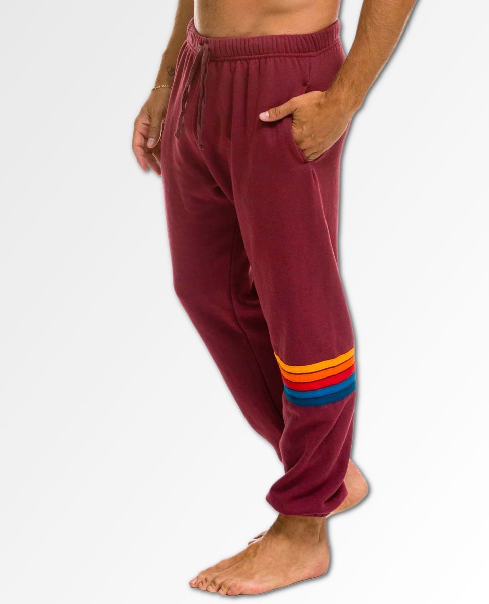 Rainbow Stitch Sweatpants Plum Unisex (Pockets) - miamidrugpossession