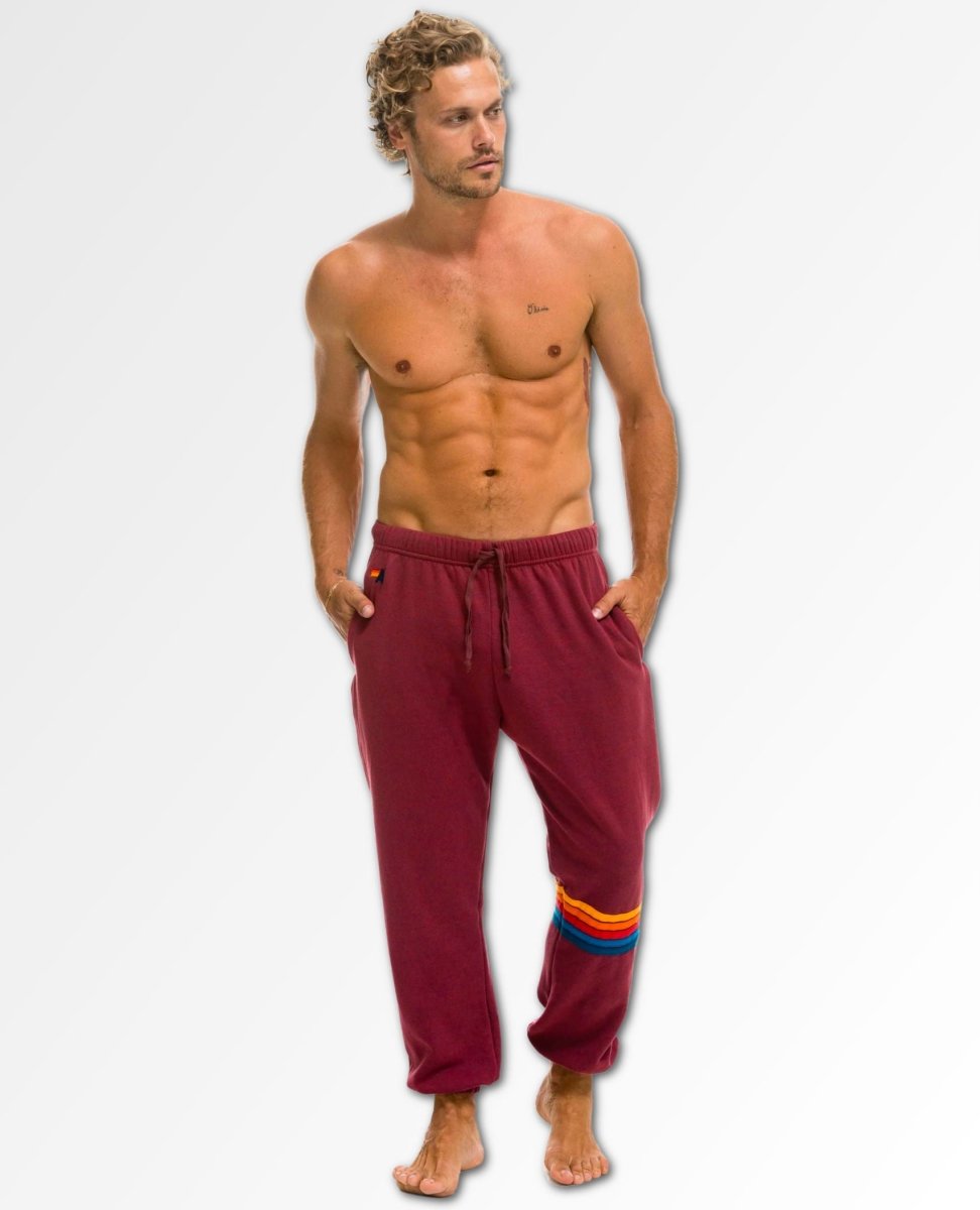 Rainbow Stitch Sweatpants Plum Unisex (Pockets) - miamidrugpossession