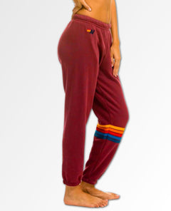 Rainbow Stitch Sweatpants Plum Women - clearpathherbicide