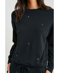 Ramona Bronze Star Embroidery Sweatshirt - PINK ARROWS