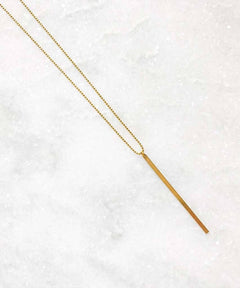 Raw Brass Bar Necklace, 24" Necklace - clearpathherbicide