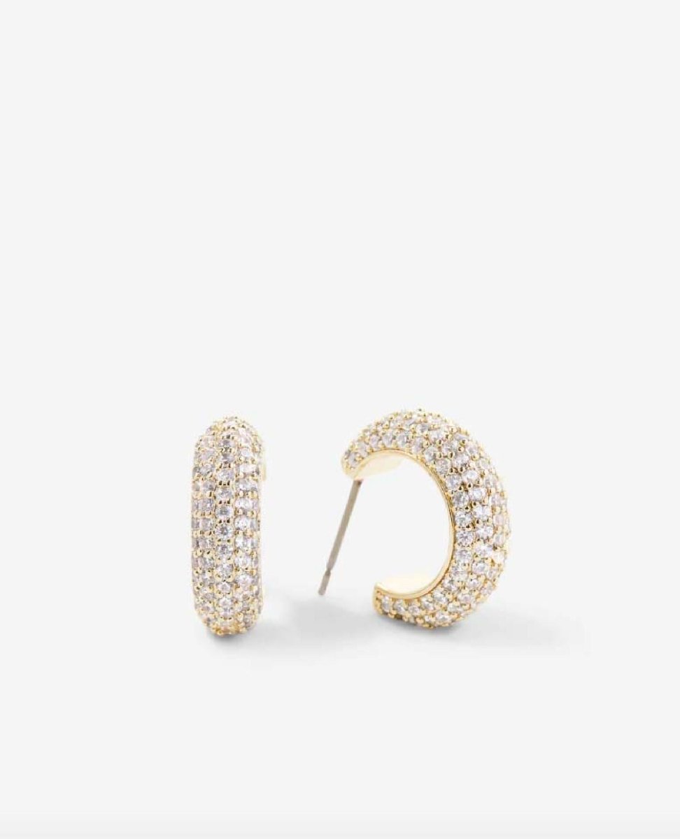 Restock of Unstoppable Pave Hoop Earrings 14k Gold - miamidrugpossession