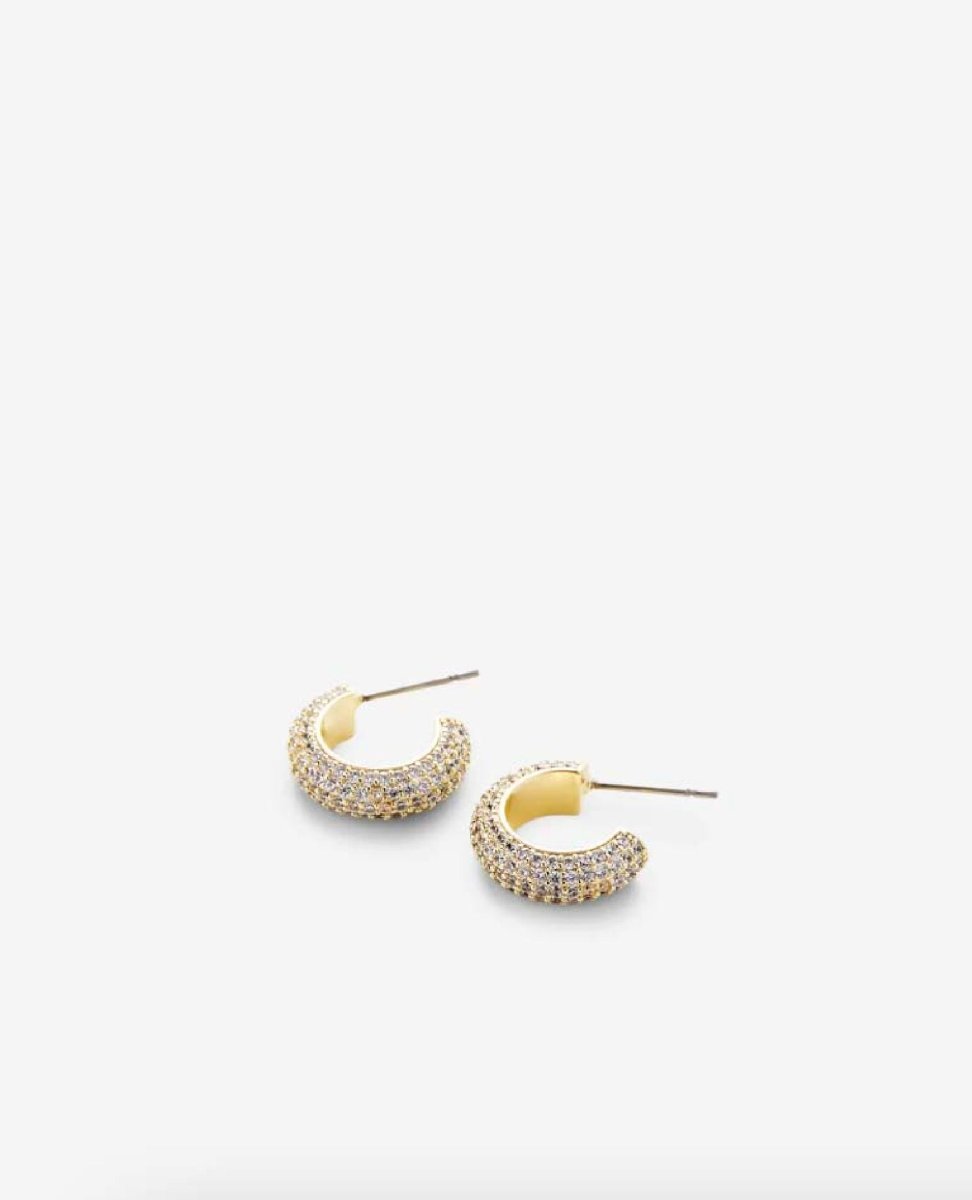 Restock of Unstoppable Pave Hoop Earrings 14k Gold - PINK ARROWS