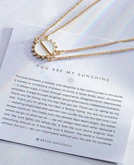 Restock of You Are My Sunshine Gold Necklace Set x 2 - PINK ARROWS