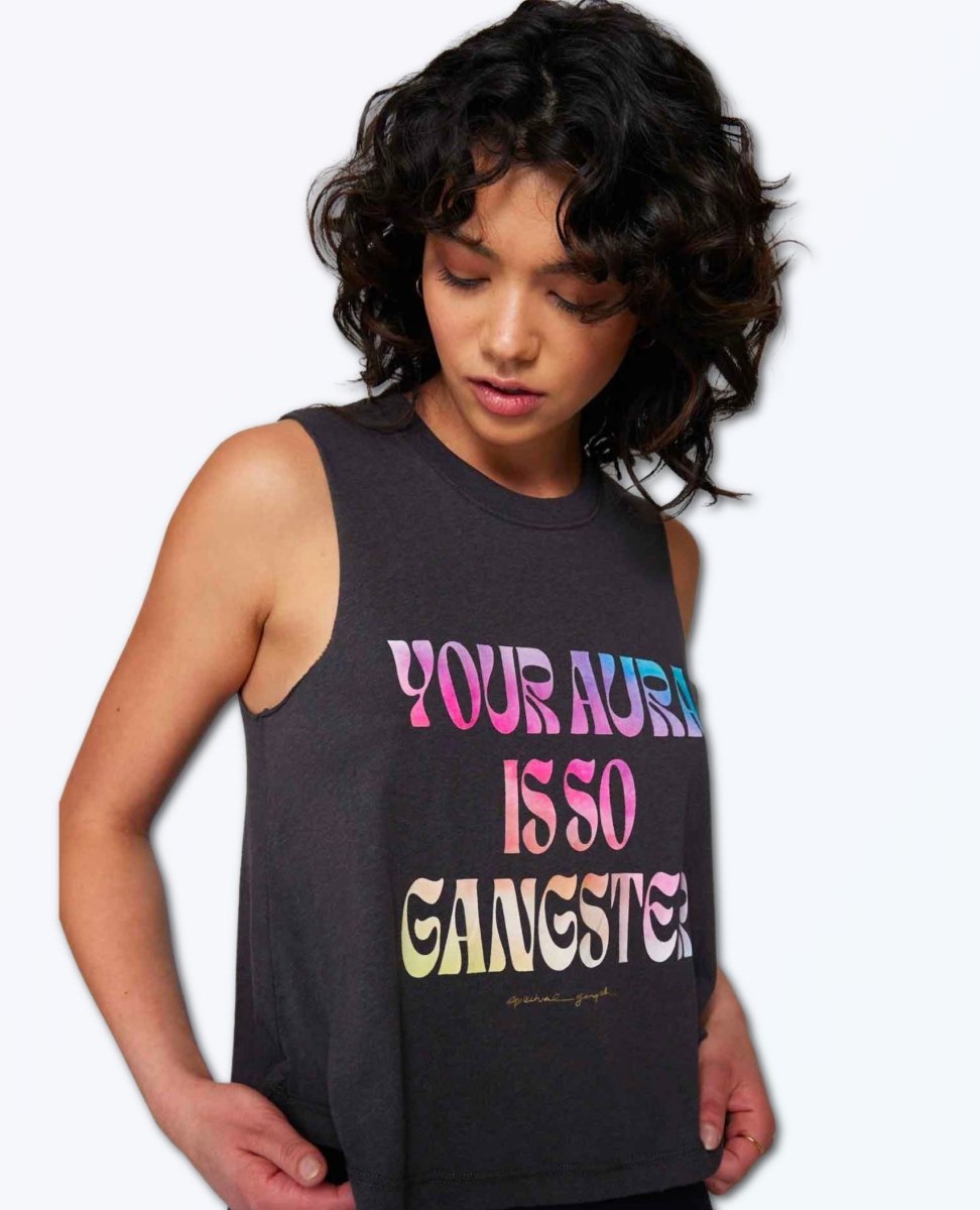 Restocked Aura Is So Gangster Crop Tank - miamidrugpossession