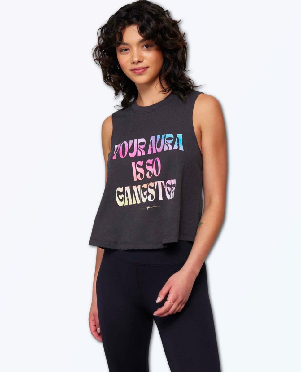 Restocked Aura Is So Gangster Crop Tank - miamidrugpossession