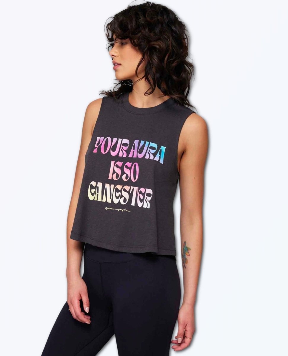 Restocked Aura Is So Gangster Crop Tank - miamidrugpossession