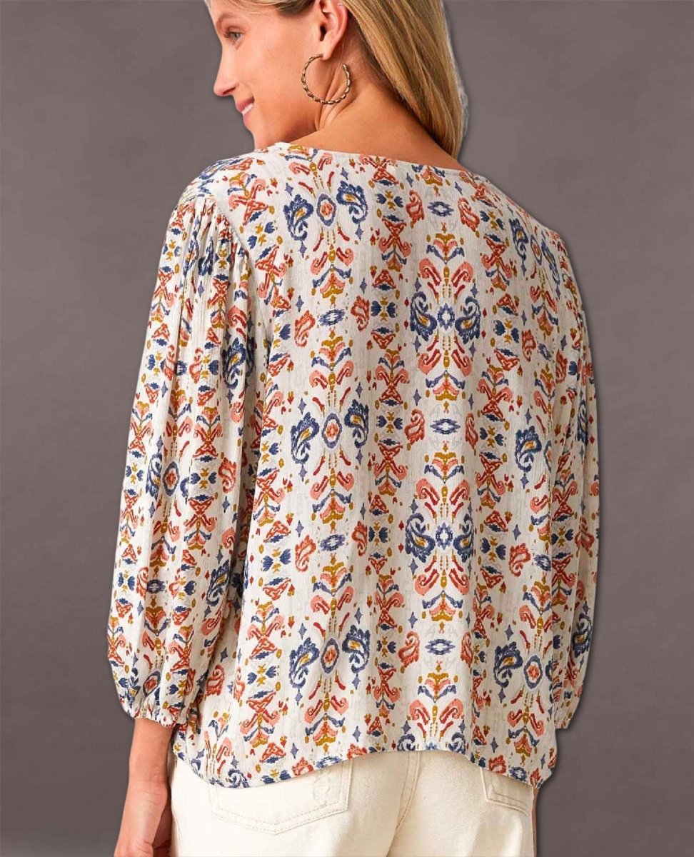 Restocked Bohemian Tie Front Blouse - miamidrugpossession