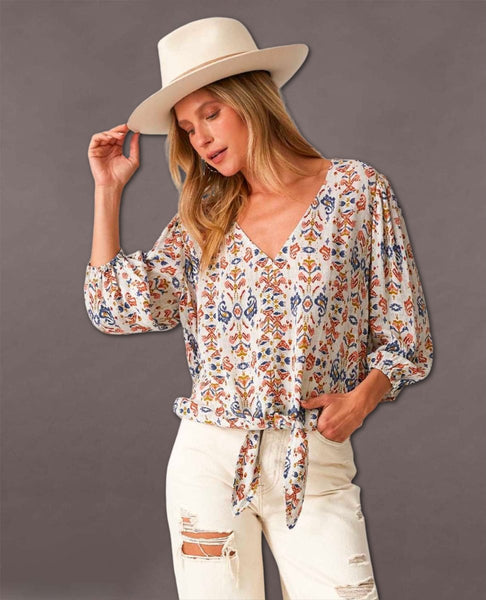 Restocked Bohemian Tie Front Blouse - clearpathherbicide