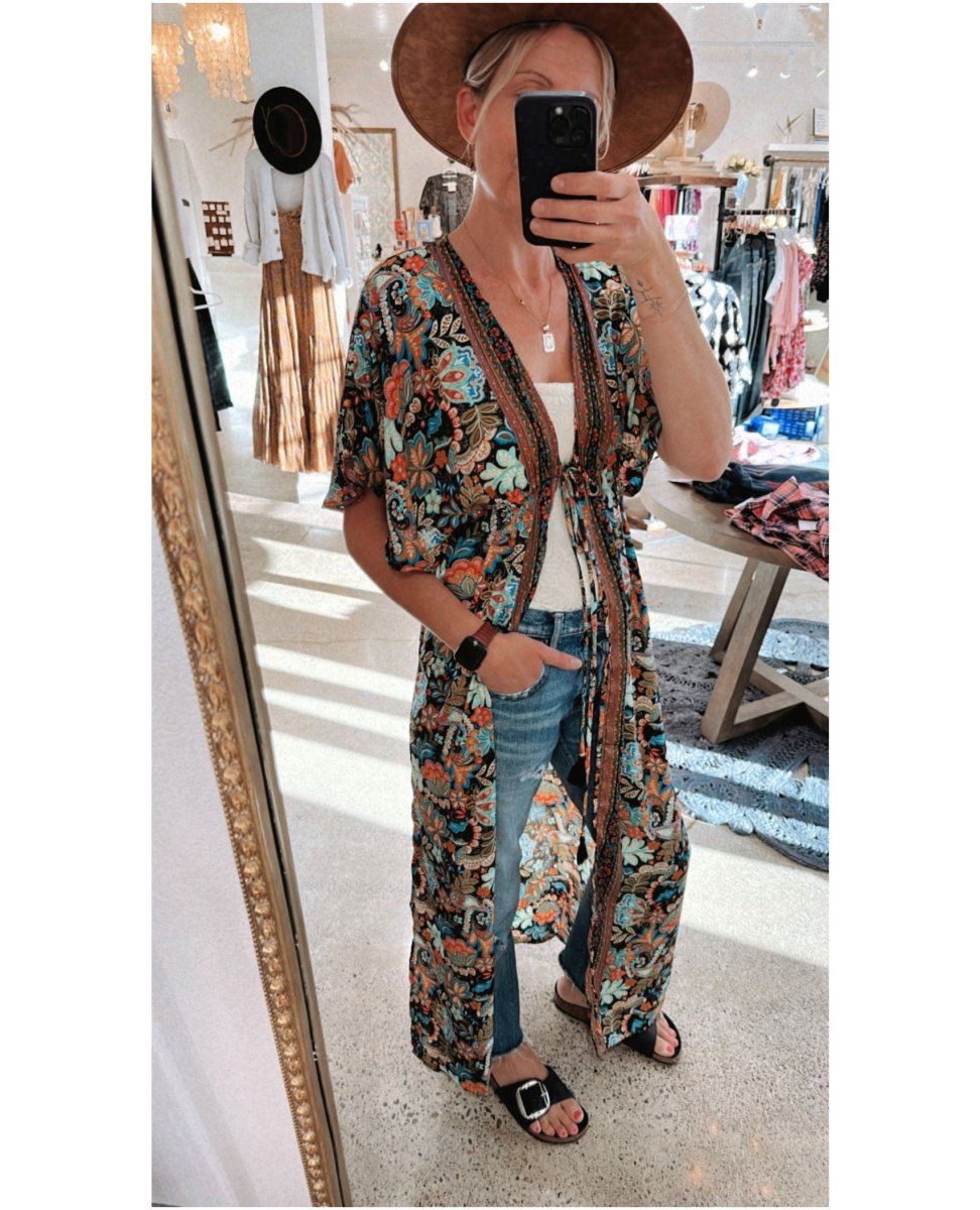 Restocked Colorful Print Kimono Long - miamidrugpossession