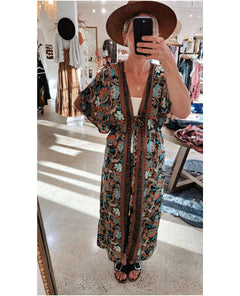 Restocked Colorful Print Kimono Long - miamidrugpossession