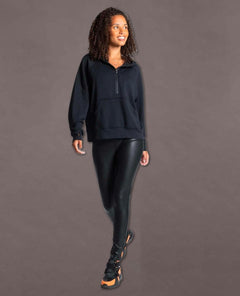 Restocked Lella Hoodie Half Zip Black - miamidrugpossession