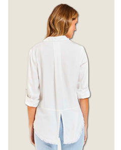 Restocked Riley White Frayed Hem Shirt White - clearpathherbicide