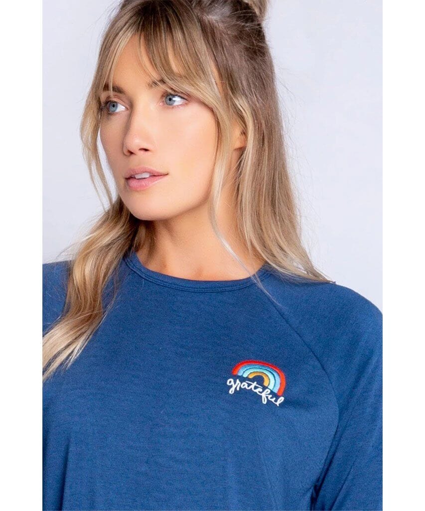 Retro Long Sleeve Rainbow Grateful Top - miamidrugpossession