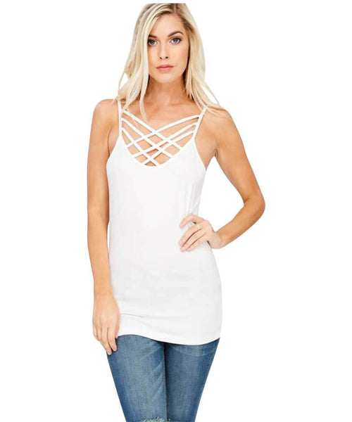 Reversible Criss Cross Cami, Ivory - miamidrugpossession