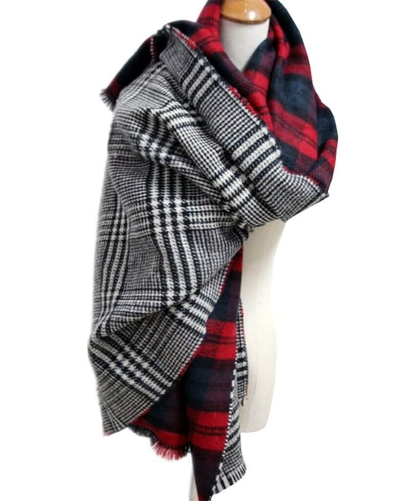 Reversible Tartan Blanket Scarf - miamidrugpossession