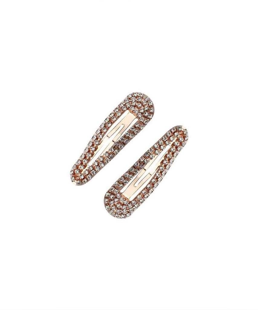 Rhinestone Mini Snap Clips - Rose Gold - miamidrugpossession