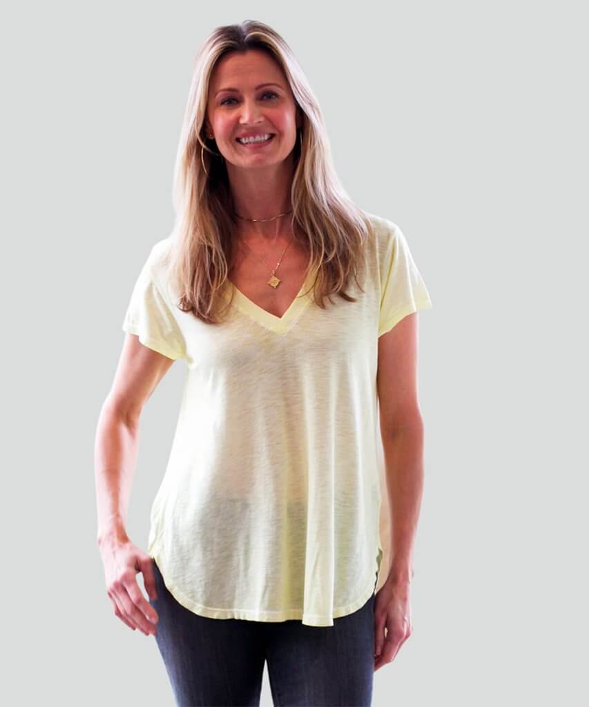 Rib Neck V - Tee Lemon Pop - miamidrugpossession