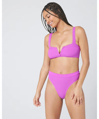 Ribbed Frenchi Bikini Bottom Bitsy Pitaya - PINK ARROWS