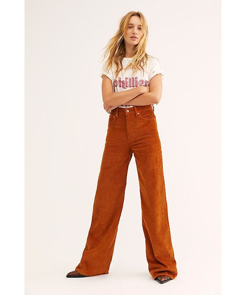 Ribcage Cord Wide - Leg Pants Caramel - miamidrugpossession