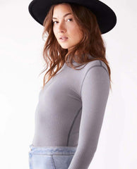 Rickie Mock Neck Top Grey Haze - PINK ARROWS