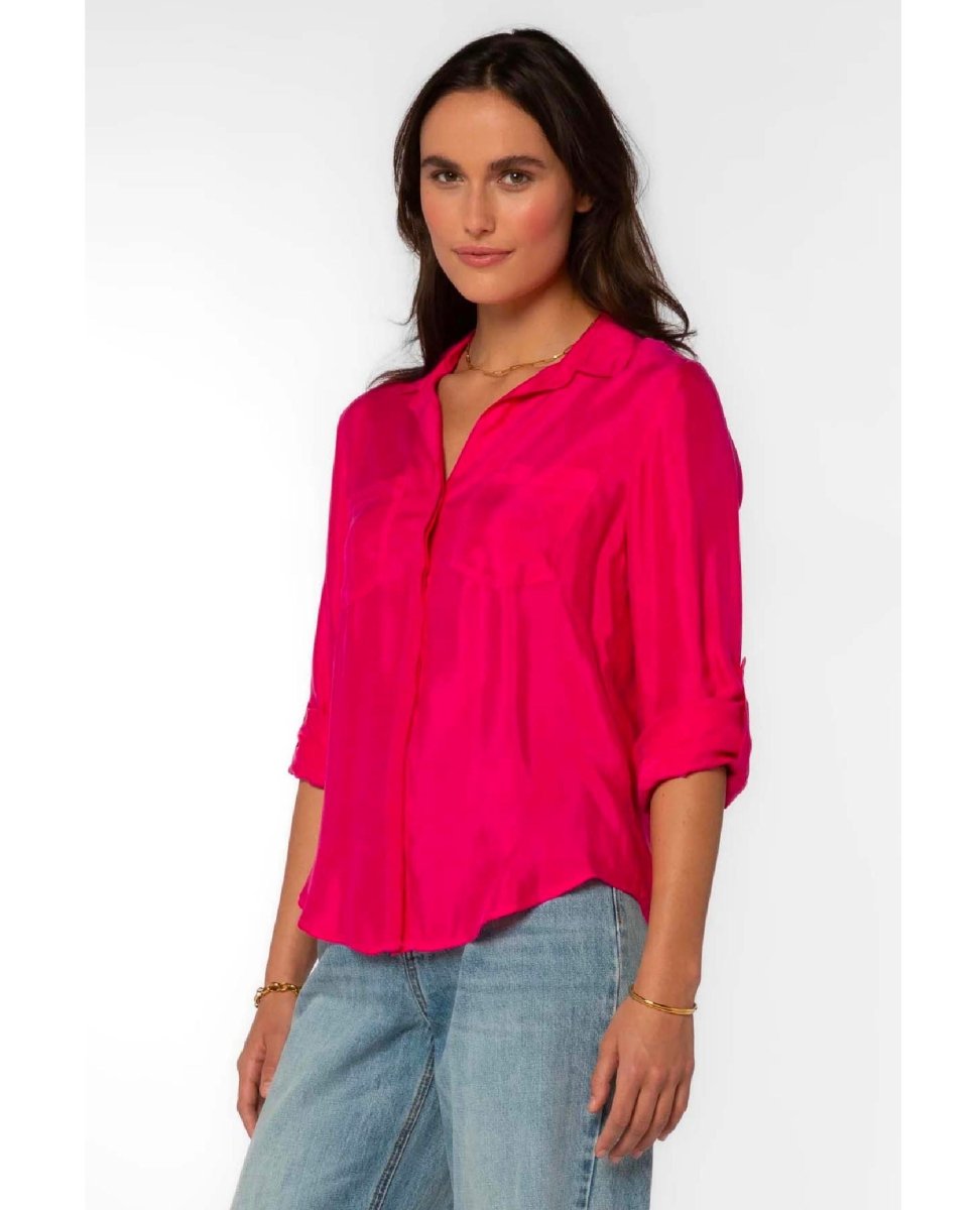 Riley Frayed Hem Shirt Pink - miamidrugpossession