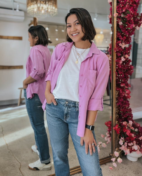 Riley Pink Petal Clean Hem Shirt - miamidrugpossession