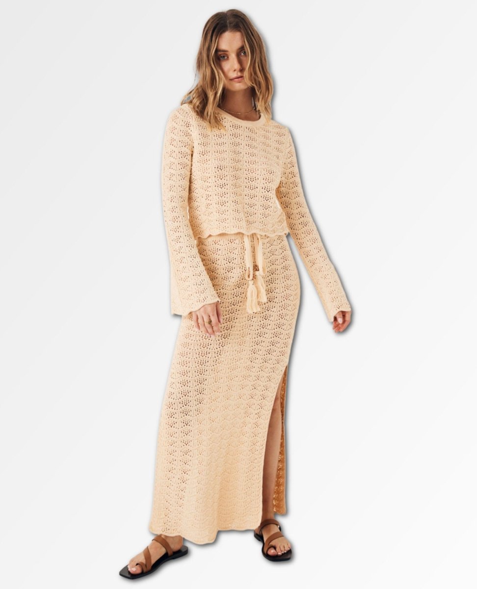 Road to Paradise Knit Skirt Wheat - miamidrugpossession