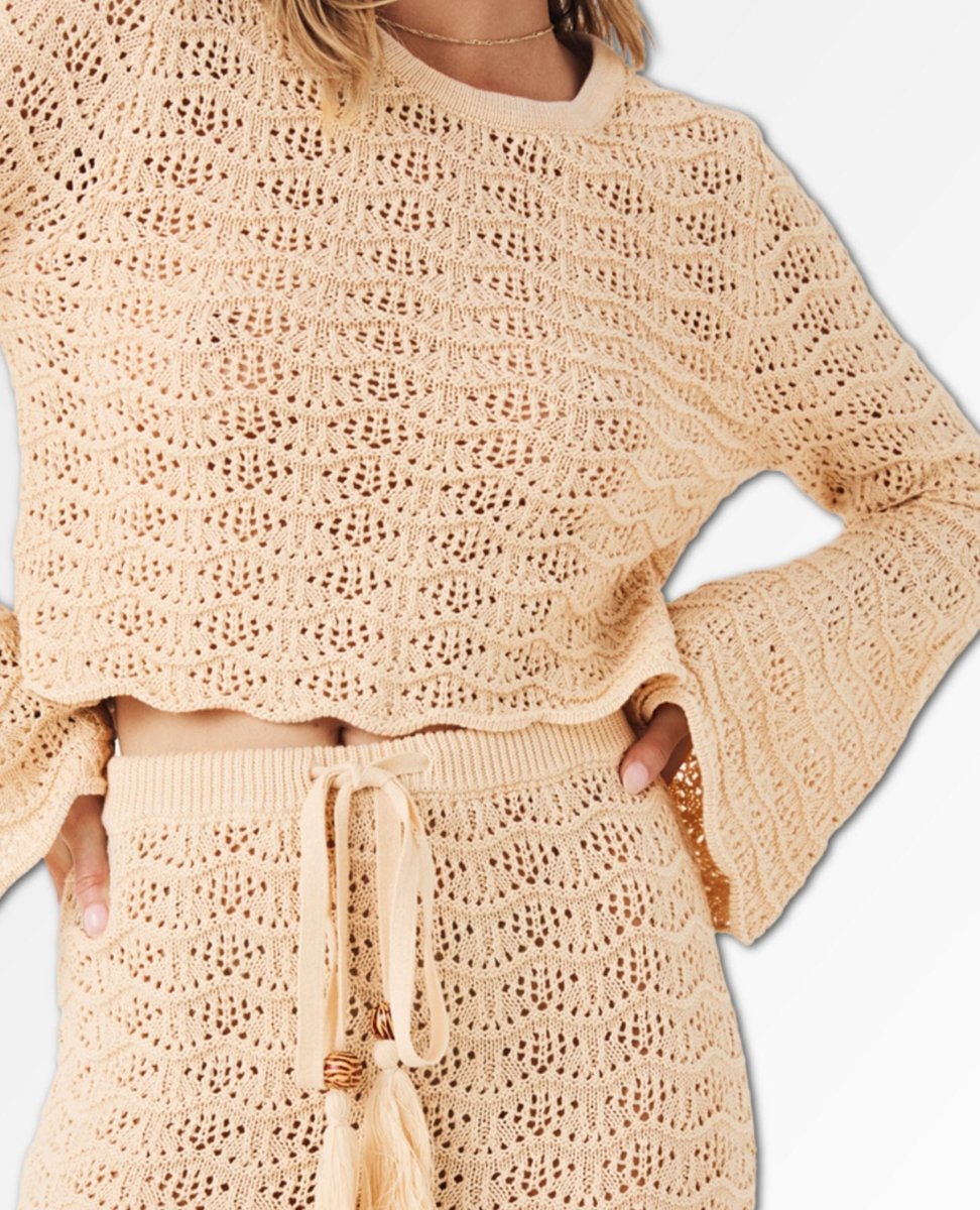 Road to Paradise Knit Top Wheat - miamidrugpossession