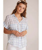 Rolled Short Sleeve Button Down Blue Plaid - miamidrugpossession