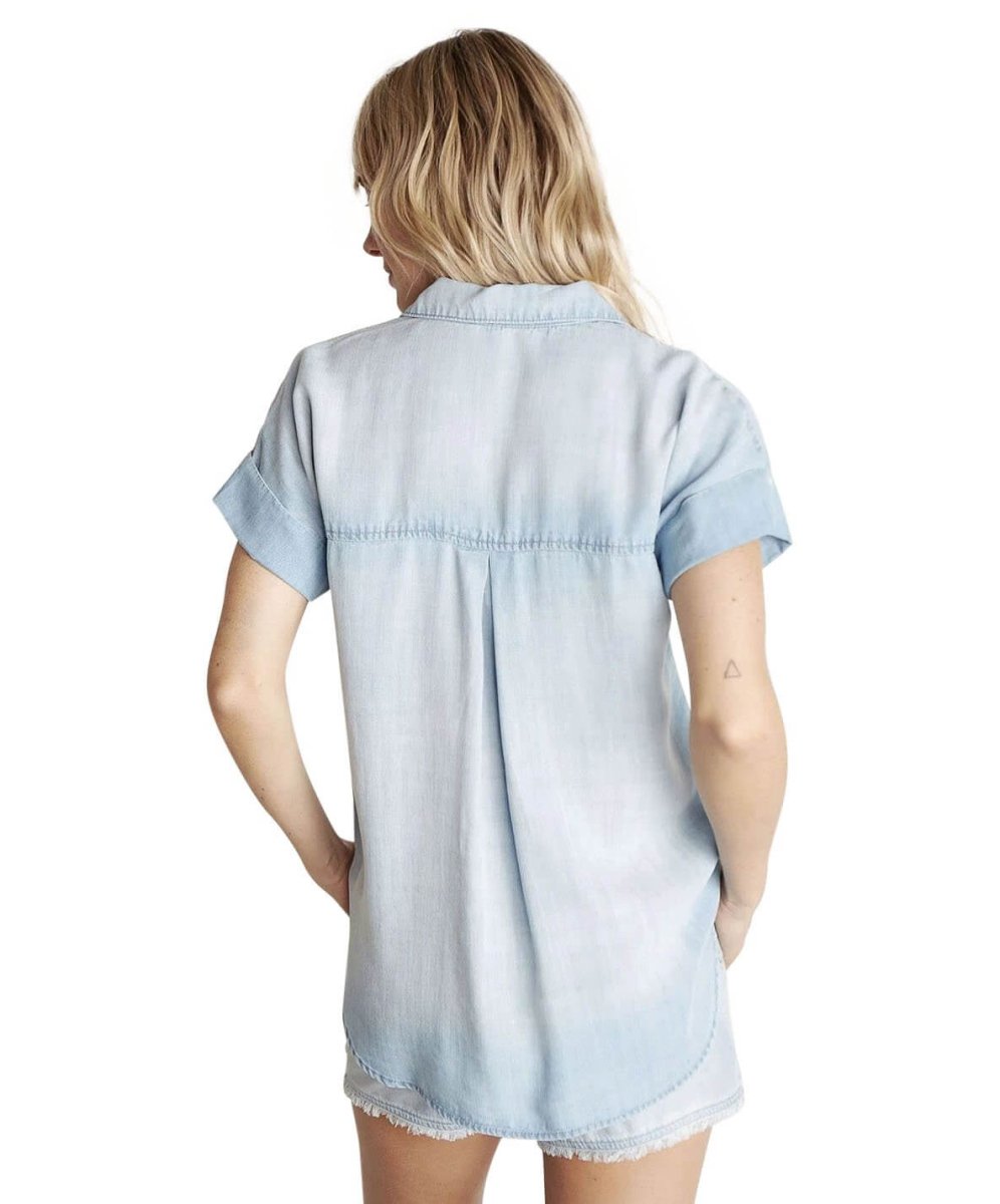 Rolled Short Sleeve Button Down Light Mist - clearpathherbicide