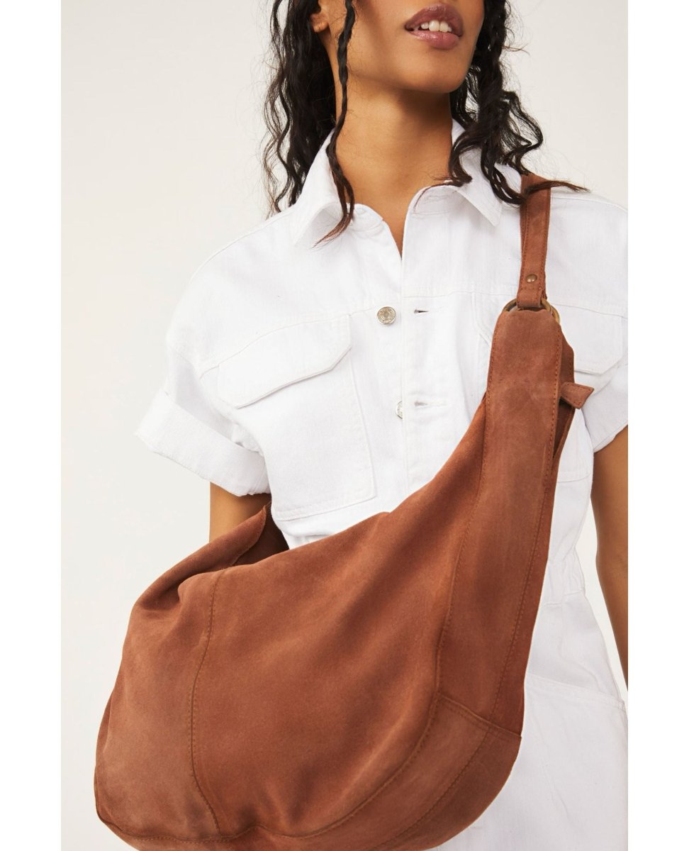 Roma Suede Tote in Rust - PINK ARROWS