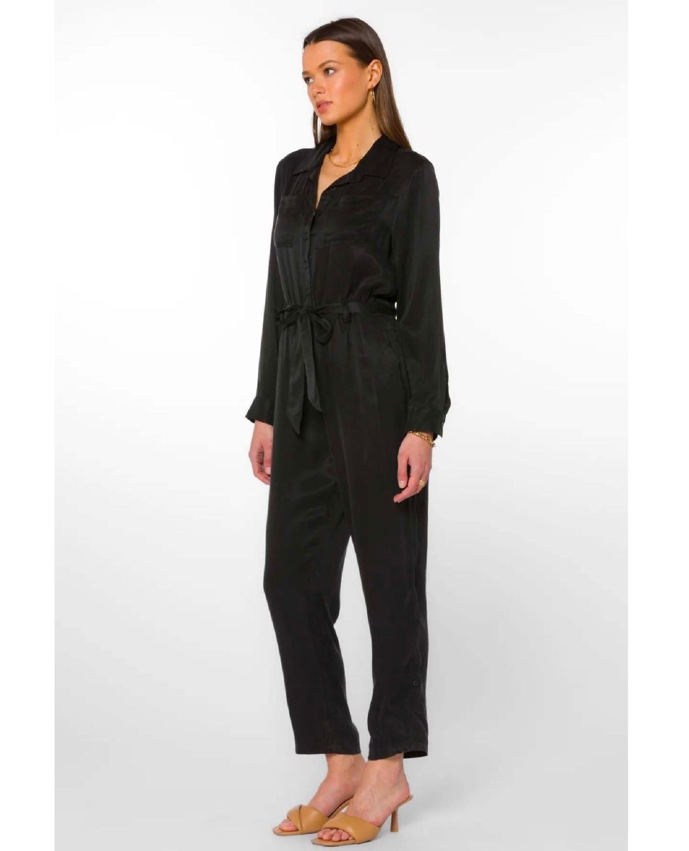 Rory Long Sleeve Jumpsuit Black - miamidrugpossession