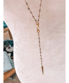 Rosary Necklace Gold Spike 21" - PINK ARROWS