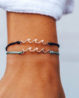 Rose Gold Delicate Wave Bracelet Black - clearpathherbicide