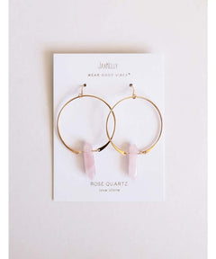 Rose Quartz Crystal Hoop - PINK ARROWS