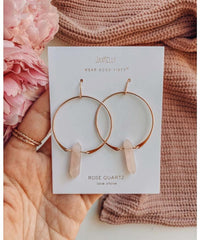 Rose Quartz Crystal Hoop - PINK ARROWS