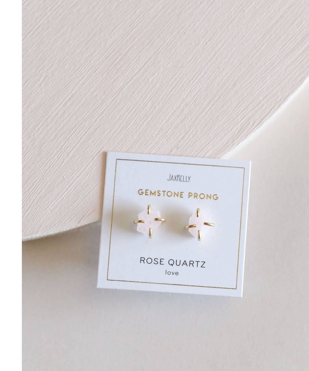 Rose Quartz Love Prong Earrings - miamidrugpossession