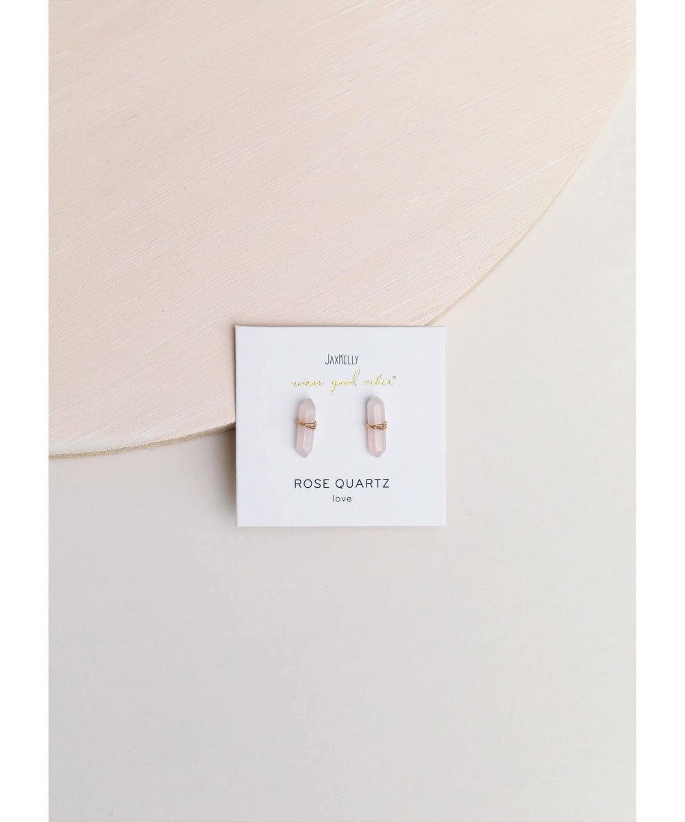 Rose Quartz Mineral Point Love Earrings - miamidrugpossession