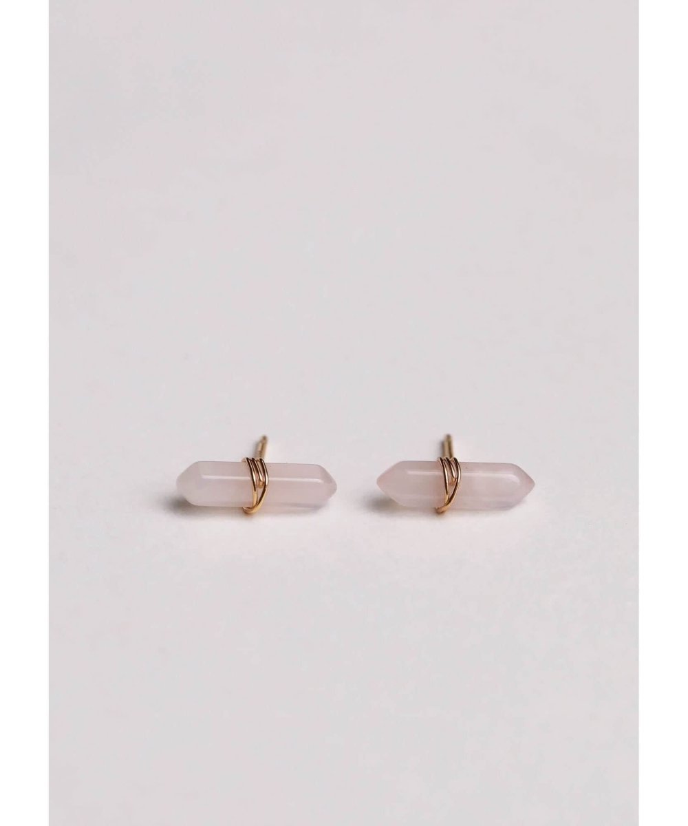 Rose Quartz Mineral Point Love Earrings - miamidrugpossession