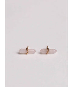 Rose Quartz Mineral Point Love Earrings - clearpathherbicide