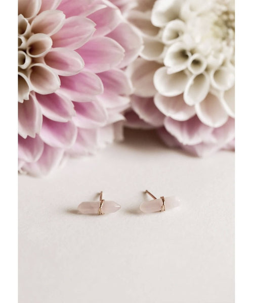 Rose Quartz Mineral Point Love Earrings - clearpathherbicide