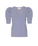 Rosetta Gathered Sleeve V - Neck Purple Sage - miamidrugpossession