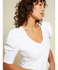 Rosetta Gathered Sleeve V - Neck White - clearpathherbicide