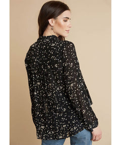 Rounded Hem Button Down Black Floral - clearpathherbicide