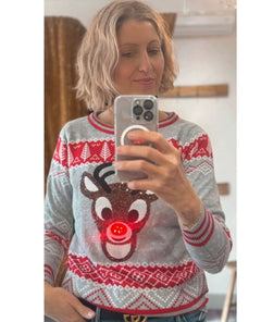 Rudolph Light Up Christmas Sweater Gray - clearpathherbicide