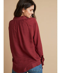 Ruffle Pullover Crimson Red - PINK ARROWS