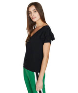 Ruffle V - Neck, Black - clearpathherbicide