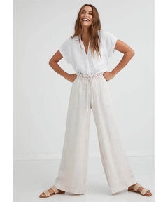 Ruffle Wide Leg Pant Sand Stone - miamidrugpossession