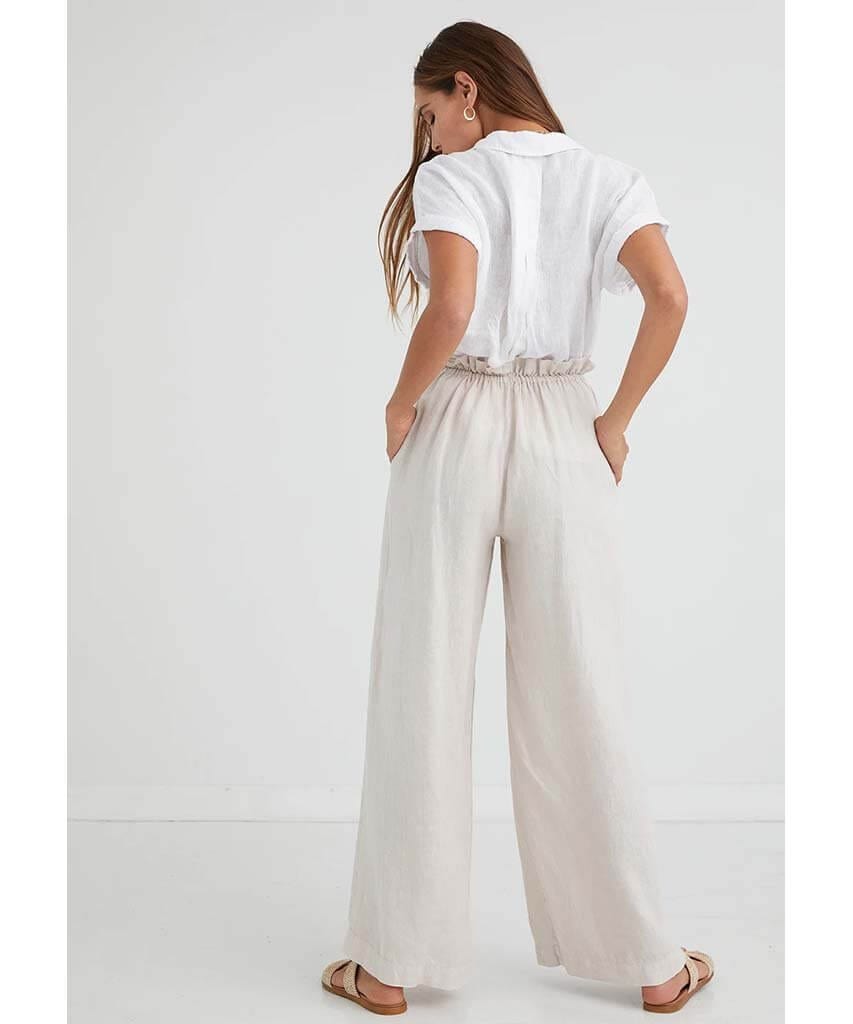 Ruffle Wide Leg Pant Sand Stone - miamidrugpossession